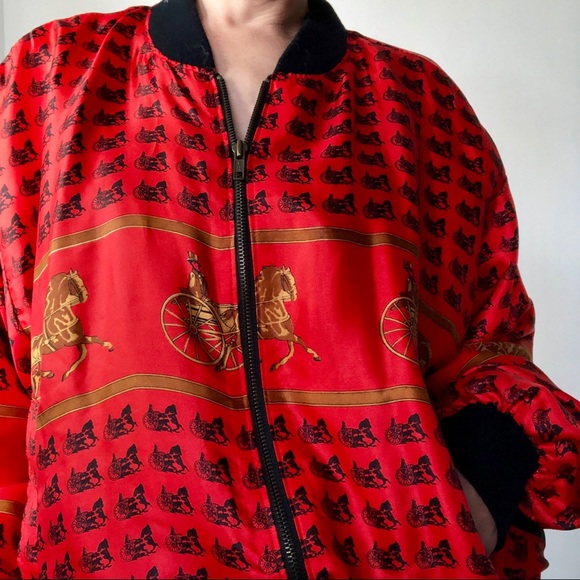 Vintage Mighty Red Satinlike Bomber - Picture 5 of 7